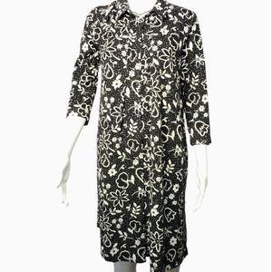 J. Jill Black, White, Gray Floral Button Down Pocket Women's Dress Small